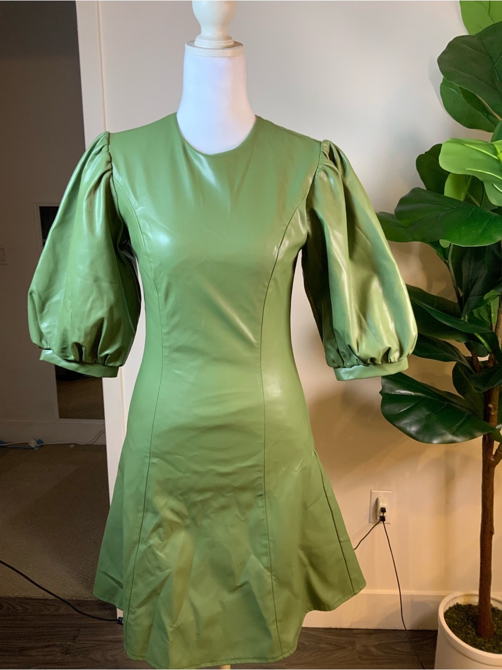 JessaKae Light Green Puff-Sleeve Mini Dress